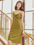 Margaux French Satin Slip Dress - Green