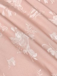 Rose Floral Printed Pink Satin Tea Dress