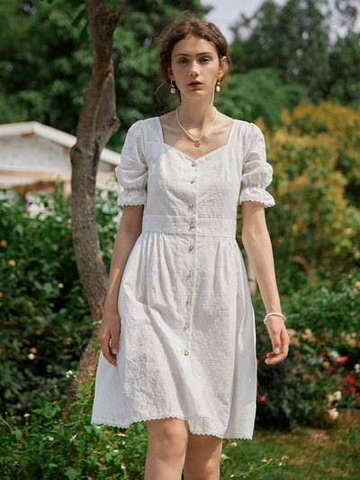 Simple Retro Victorian 100% Cotton Embroidery Midi Dress product