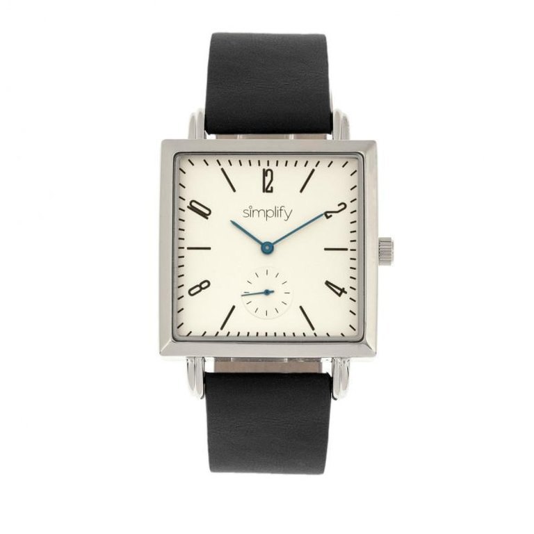 Simplify The 5000 Leather-Band Watch - Black/White