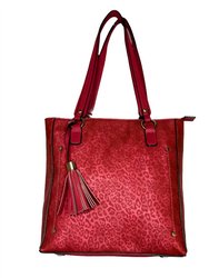 Leopard Shoulder Bag In Red - Red