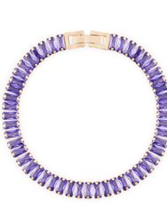 Amethyst Purple Rectangle Stone Tennis Chain Bracelet In 18K Gold Plated Stainless Steel - Gold, Purple, Amethyst