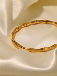 Bamboo Link Hinge Bangle In 18K Gold Plated Stainless Steel