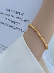 Bamboo Link Hinge Bangle In 18K Gold Plated Stainless Steel