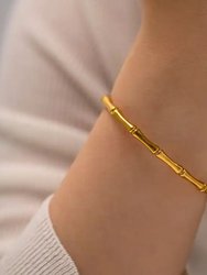 Bamboo Link Hinge Bangle In 18K Gold Plated Stainless Steel