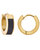 Black Enamel Huggie Hoop Earrings In 18K Gold Plated Stainless Steel