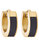Black Enamel Huggie Hoop Earrings In 18K Gold Plated Stainless Steel - Gold, Black
