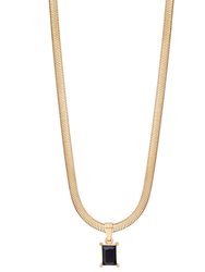 Black Stone Herringbone Chain Necklace In 18K Gold Plated Stainless Steel - Gold, Black