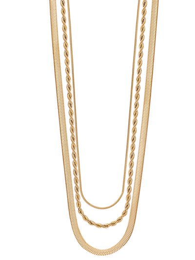 Simply Rhona Cascade Layered Chain Necklace In 18K Gold Plated Stainless Steel product