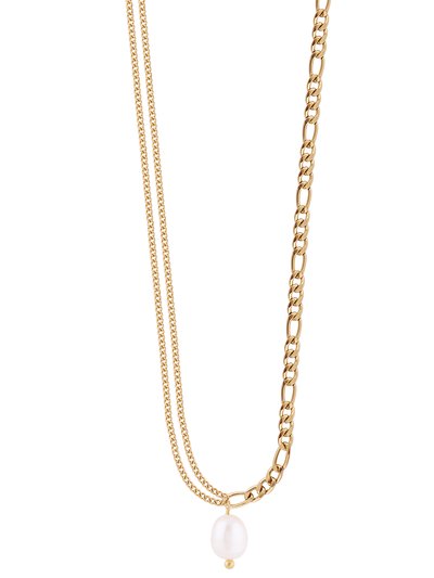 Simply Rhona Chic Fusion Pearl Necklace In 18K Gold Plated Stainless Steel product