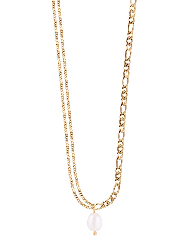 Chic Fusion Pearl Necklace In 18K Gold Plated Stainless Steel - Gold