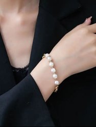 Chunky Chain Pearl OT Bracelet In 18K Gold Plated Stainless Steel