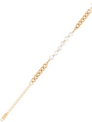 Chunky Chain Pearl OT Bracelet In 18K Gold Plated Stainless Steel