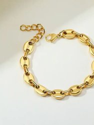 Chunky Coffee Bean Link Bracelet In 18K Gold Plated Stainless Steel