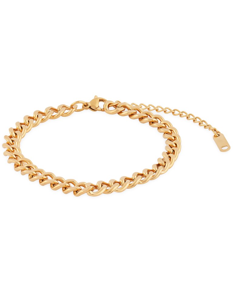 Chunky Curb Chain Bracelet In 18K Gold Plated Stainless Steel - Gold