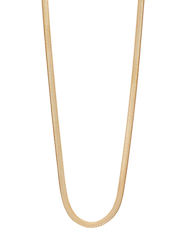 Classic Herringbone Necklace In 18K Gold Plated Stainless Steel - Gold