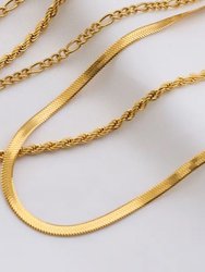 Classic Herringbone Necklace In 18K Gold Plated Stainless Steel