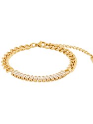 Cuban Chain With Stones Bracelet In 18K Gold Plated Stainless Steel - Gold, Crystal