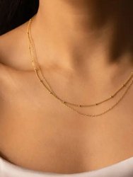 Double Layer Drape Necklace In 18K Gold Plated Stainless Steel