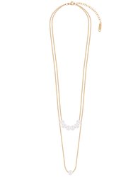 Double Row Pearl Necklace In 18K Gold Plated Stainless Steel