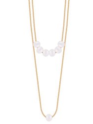 Double Row Pearl Necklace In 18K Gold Plated Stainless Steel - Gold