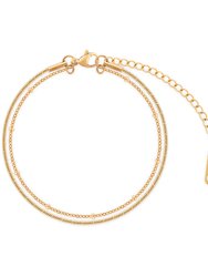 Dual Chain Double Layer Chain Bracelet In 18K Gold Plated Stainless Steel - Gold