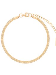 Elegant Herringbone Chain Bracelet In 18K Gold Plated Stainless Steel - Gold
