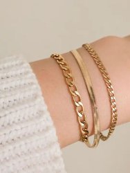 Elegant Herringbone Chain Bracelet In 18K Gold Plated Stainless Steel