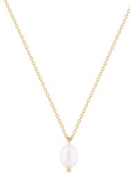 Elegant Pearl 18" Chain Pendant Necklace In 18K Gold Plated Stainless Steel - Gold, White