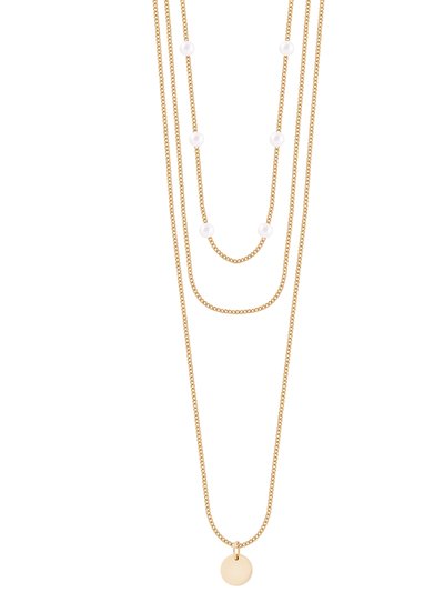 Simply Rhona Exquisite Layered Peal Necklace In 18K Gold Plated Stainless Steel product