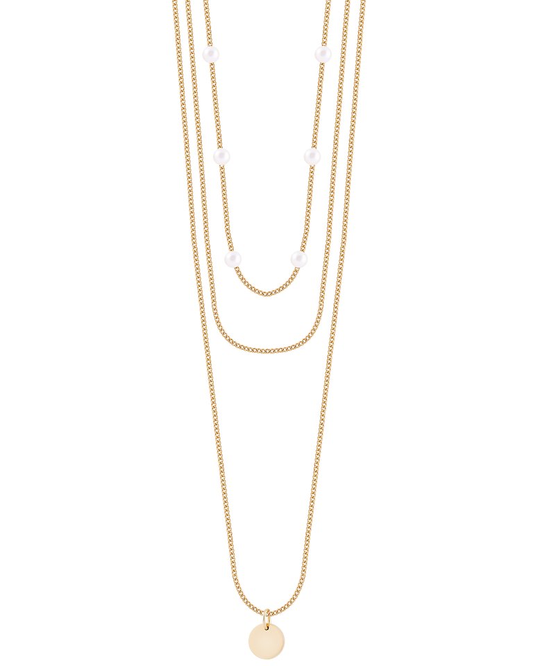 Exquisite Layered Peal Necklace In 18K Gold Plated Stainless Steel - Gold