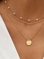 Exquisite Layered Peal Necklace In 18K Gold Plated Stainless Steel