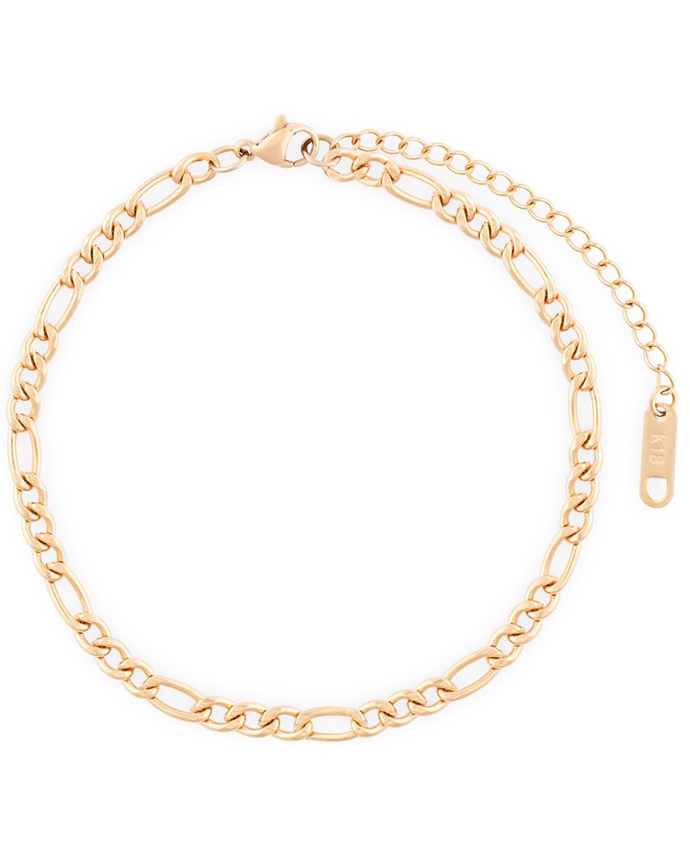Figaro Chain Bracelet In 18K Gold Plated Stainless Steel - Gold