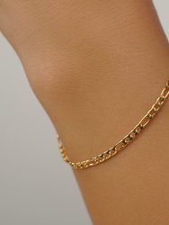 Figaro Chain Bracelet In 18K Gold Plated Stainless Steel