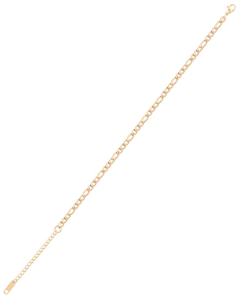Figaro Chain Bracelet In 18K Gold Plated Stainless Steel