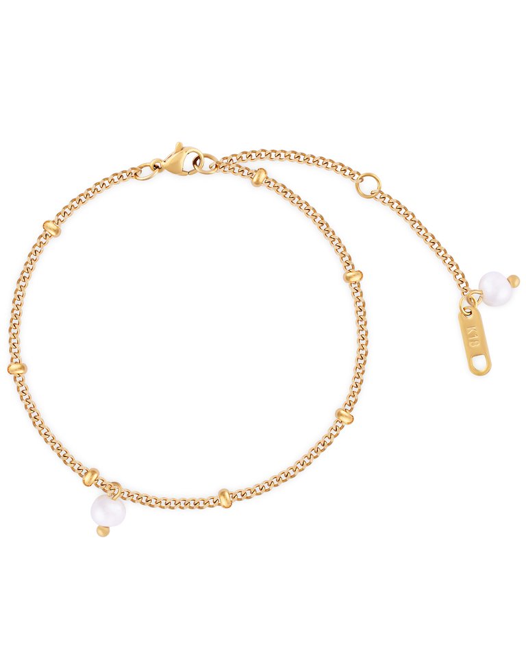 Fine Chain Bead Bracelet In 18K Gold Plated Stainless Steel - Gold