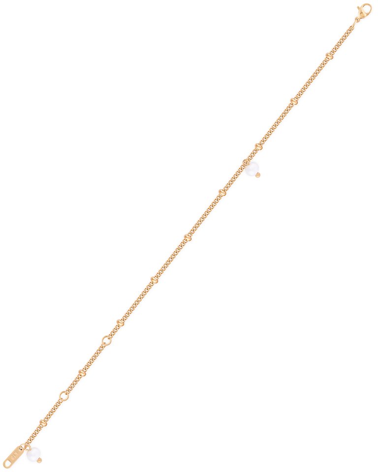 Fine Chain Bead Bracelet In 18K Gold Plated Stainless Steel