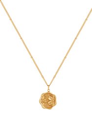 Floral Charm Bead Chain Necklace In 18K Gold Plated Stainless Steel - Gold