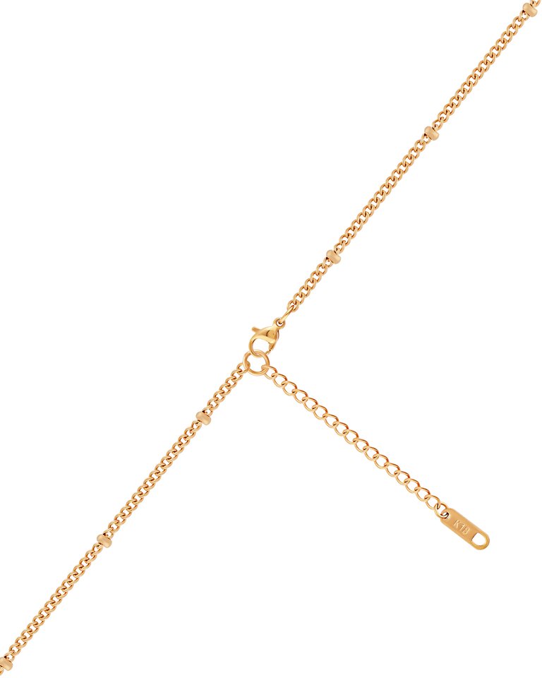 Floral Charm Bead Chain Necklace In 18K Gold Plated Stainless Steel