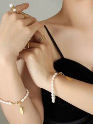 Fluid Fresh Water Pearl Bracelet In 18K Gold Plated Stainless Steel
