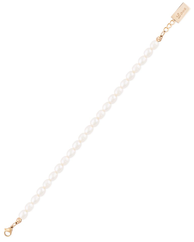 Fluid Fresh Water Pearl Bracelet In 18K Gold Plated Stainless Steel