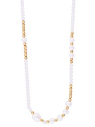 Freshwater Pearl Bead Necklace In 18K Gold Plated Stainless Steel - Gold, White