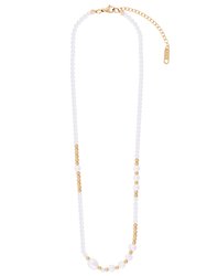 Freshwater Pearl Bead Necklace In 18K Gold Plated Stainless Steel