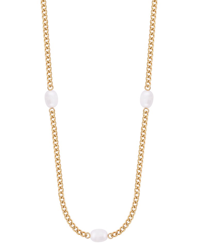 Grace Peal Necklace In 18K Gold Plated Stainless Steel