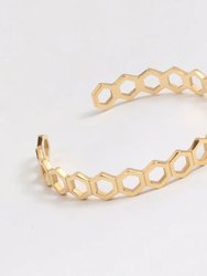 Honeycombe Cuff Bangle Bracelet In 18K Gold Plated Stainless Steel