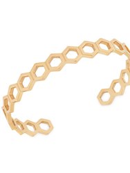 Honeycombe Cuff Bangle Bracelet In 18K Gold Plated Stainless Steel - Gold