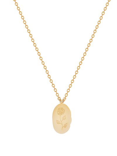Simply Rhona June Month Engraved Flower Pendant In 18K Gold Plated Stainless Steel product