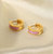 Lilac Enamel Huggie Hoop Earrings In 18K Gold Plated Stainless Steel