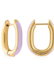 Lilac Enamel U Hoop Earrings In 18K Gold Plated Stainless Steel