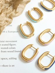 Lilac Enamel U Hoop Earrings In 18K Gold Plated Stainless Steel